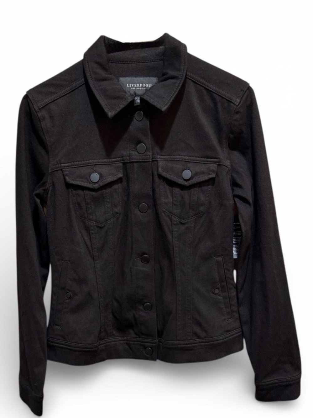 Liverpool Jean Jacket Womens Size Small Cotton Denim Button Up Black